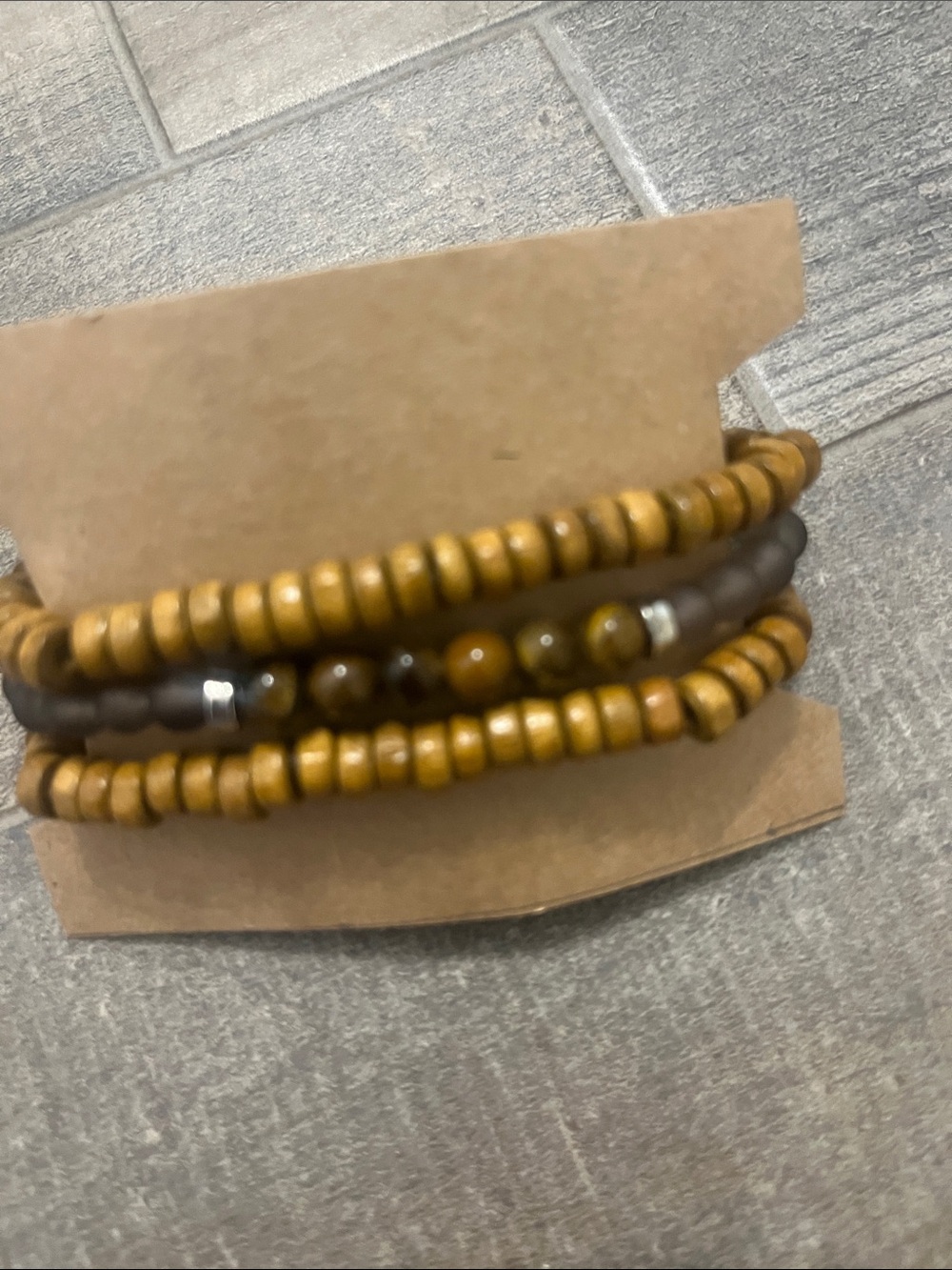 Layered Beaded Wrap Bracelet - Brown & Taupe